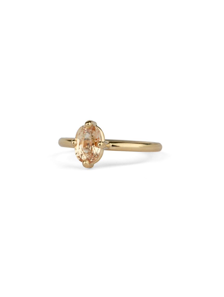 Peach Sapphire Oval Solo Engagement Ring - 1.32ct