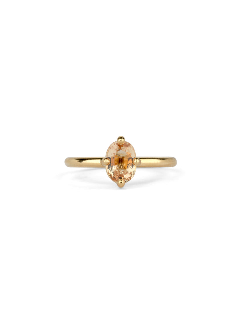 Peach Sapphire Oval Solo Engagement Ring - 1.32ct