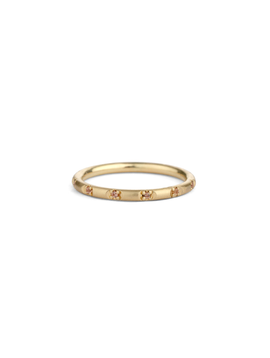 Peach Sapphire Duodecimal Round Band - Satin