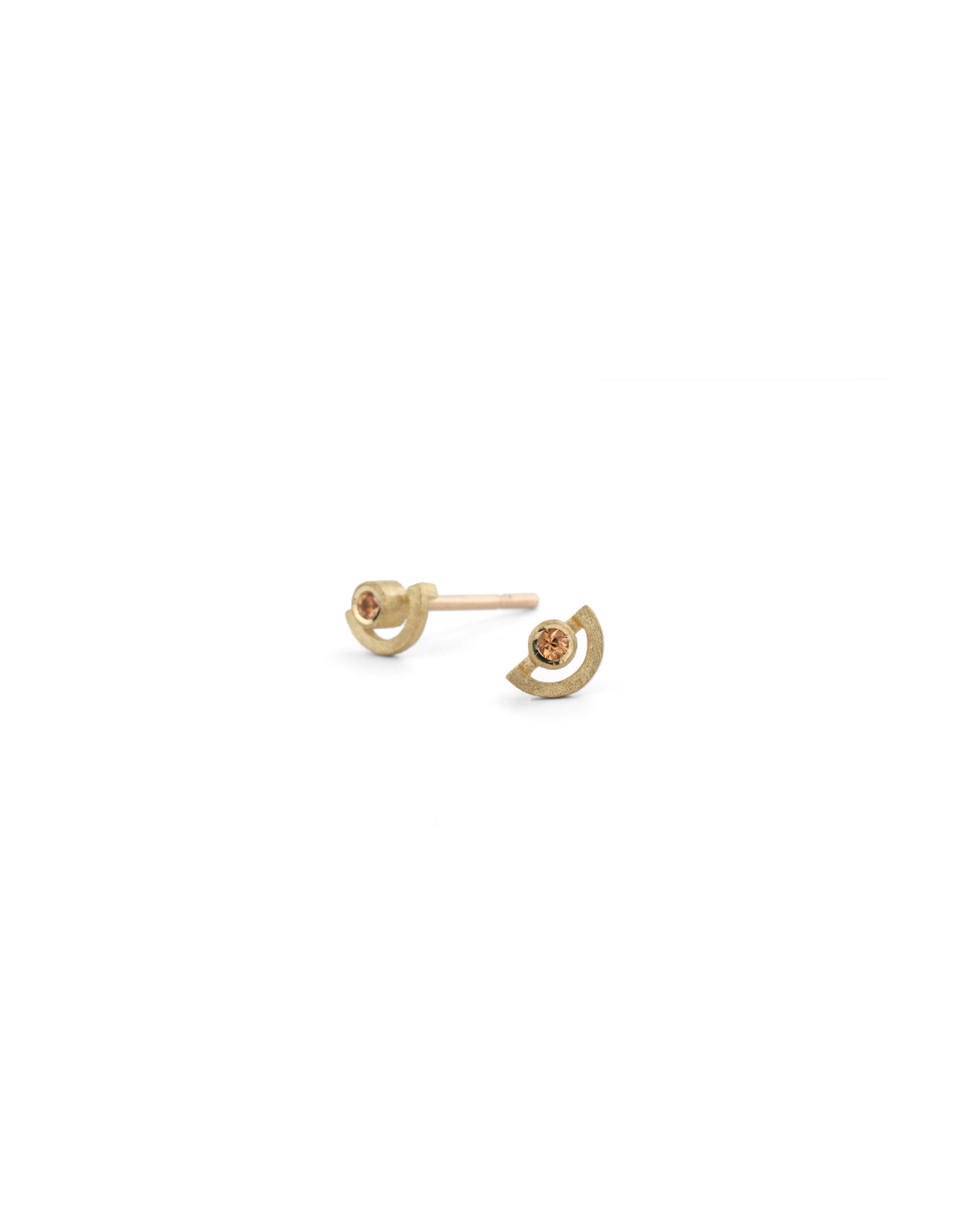 Peach Sapphire Mini Half Circle Earstuds