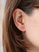 Peach Sapphire Mini Half Circle Earstuds
