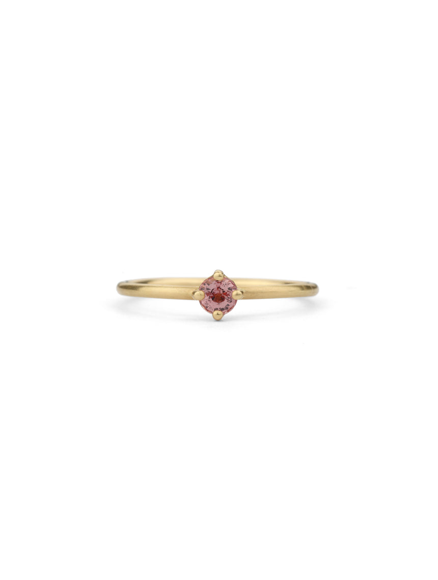 Pink Sapphire Round Solo Satin Ring - 0.26ct