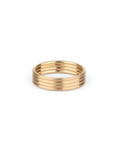 Wedding ring, four joined bands. 18ct yellow gold, satin finish.