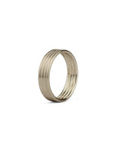 Wedding ring, four joined bands. 18ct white gold, satin finish.