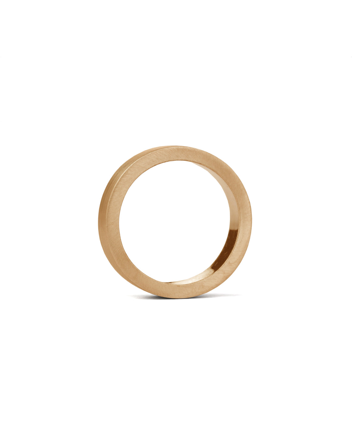 Flat wedding band. 18ct rose gold, satin finish.