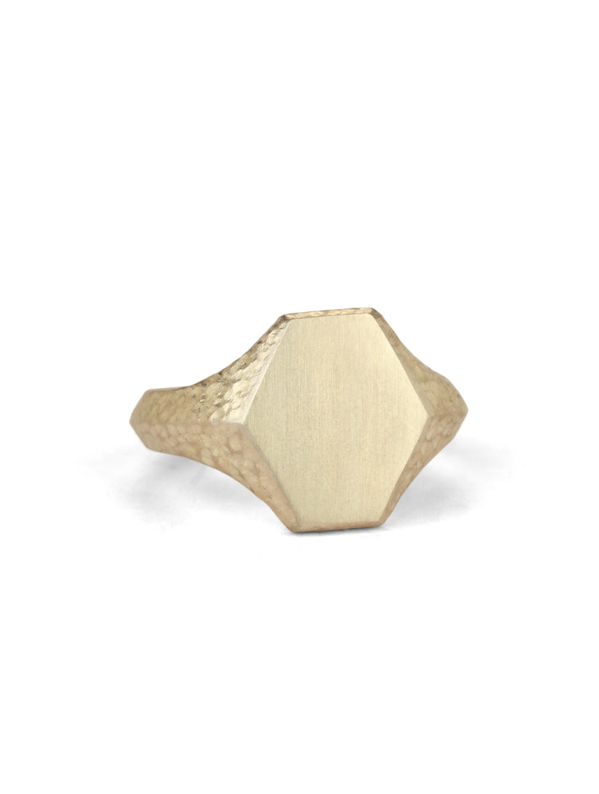 Roman Hexagon Signet Ring I - 18ct Gold