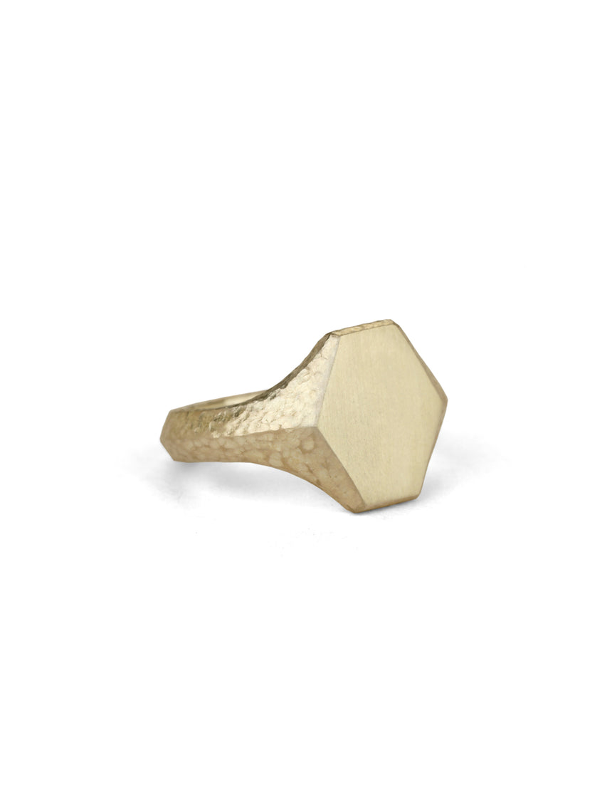 Roman Hexagon Signet Ring I - 9ct Gold