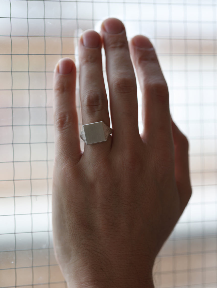 Roman Square Signet Ring II - AgAIN Silver