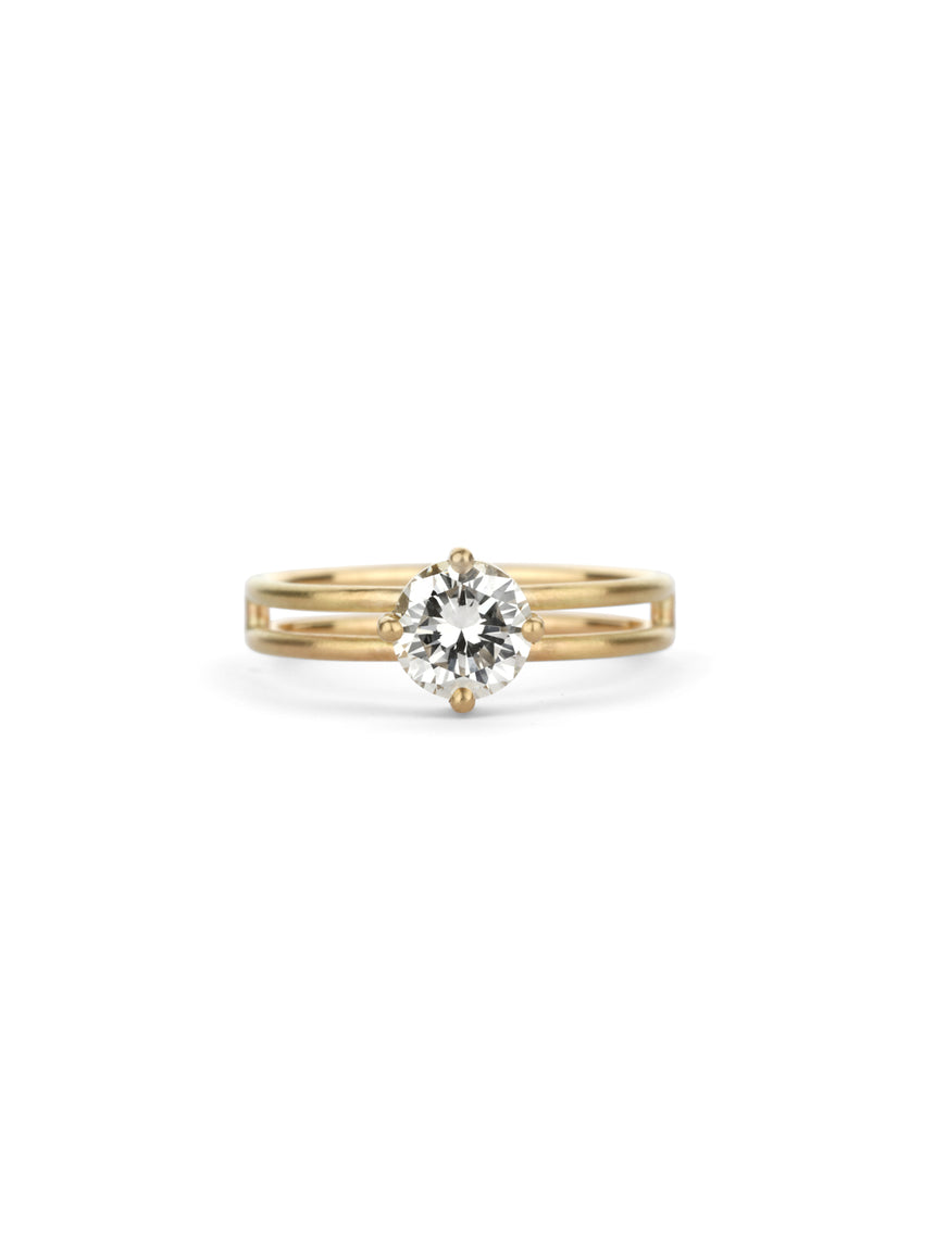 Natural Diamond Solo Split Engagement Ring - 0.90ct