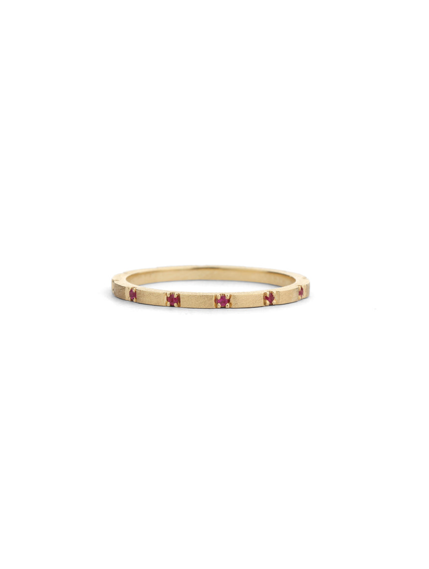 Ruby Duodecimal Square Band - Textured 18ct Gold