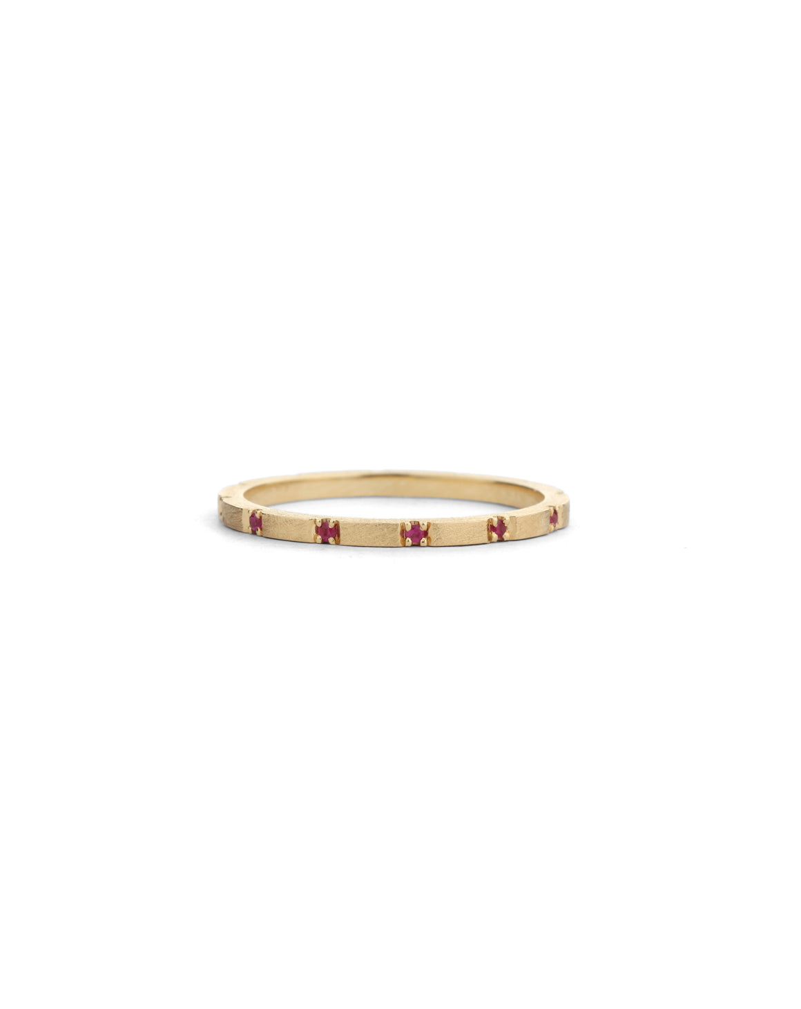 Ruby Duodecimal Square Band - Textured 18ct Gold