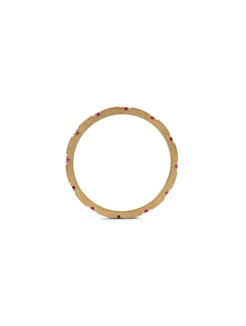 Ruby Duodecimal Square Band - Textured 18ct Gold