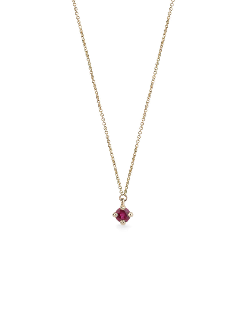Ruby Mini Solo Birthstone Pendant - Round
