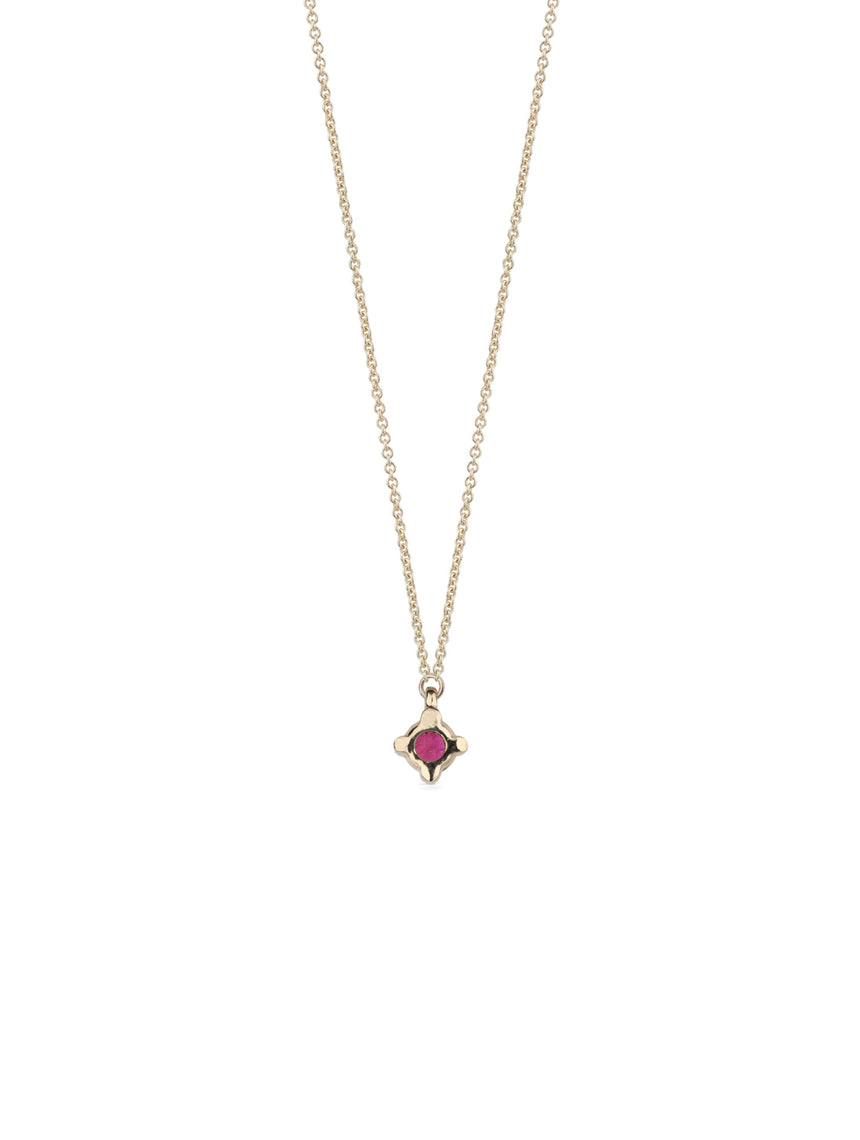 Ruby Mini Solo Birthstone Pendant - Round