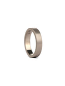 Flat wedding band. 18ct white gold, satin finish.