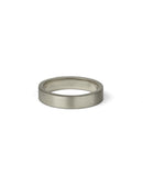 Flat wedding band. 18ct white gold, satin finish.