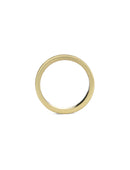 Flat wedding band. 18ct yellow gold, satin finish. Side view.