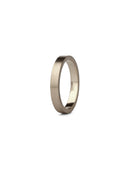 Flat wedding band. 18ct white gold, satin finish.