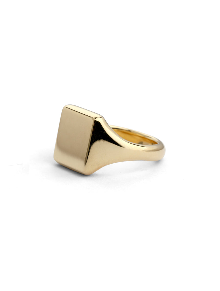 18ct Gold Soft Square Signet Ring - Polished