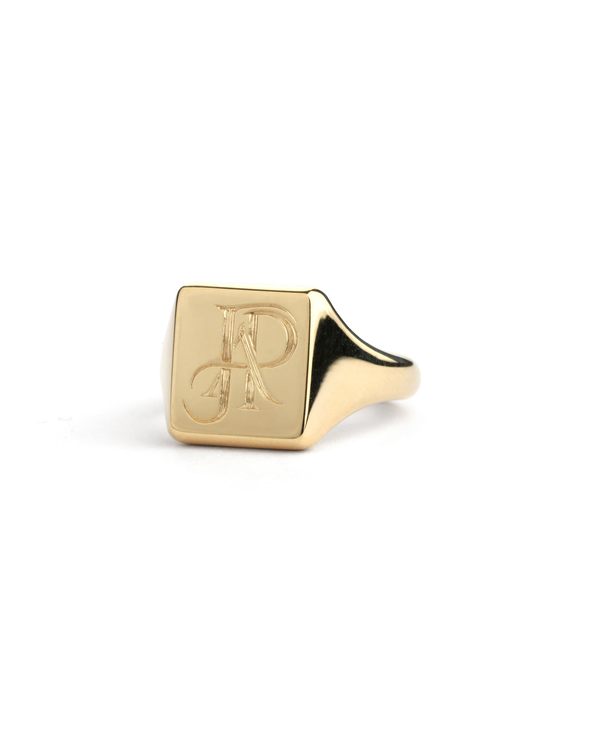 18ct Gold Soft Square Signet Ring - Polished