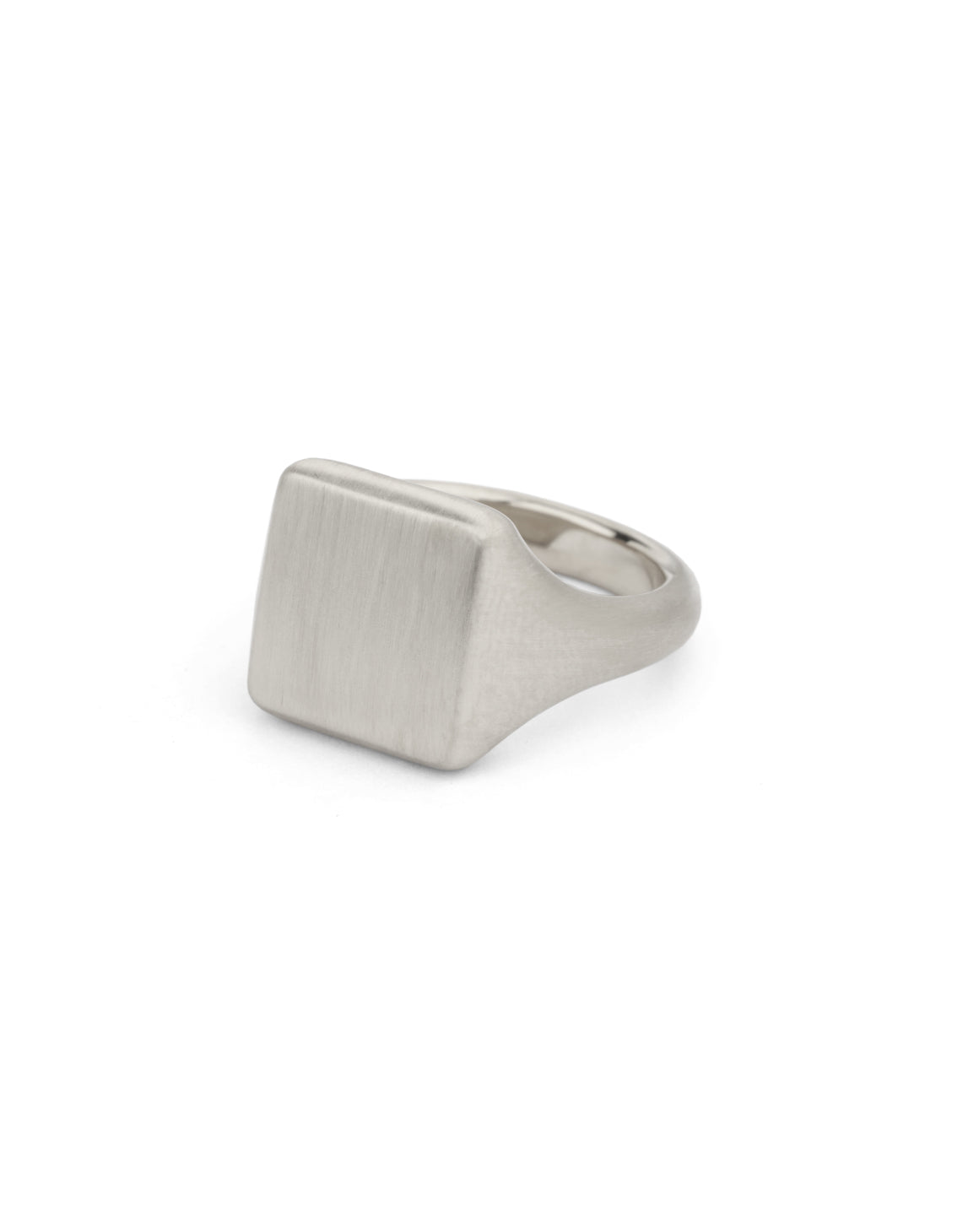 Silver Soft Square Signet Ring - Satin