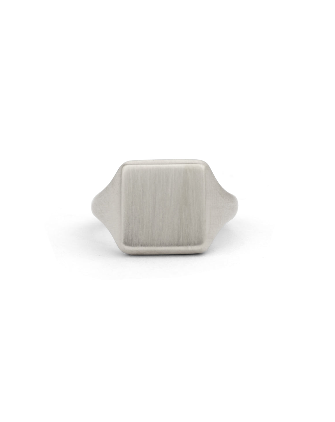 Silver Soft Square Signet Ring - Satin