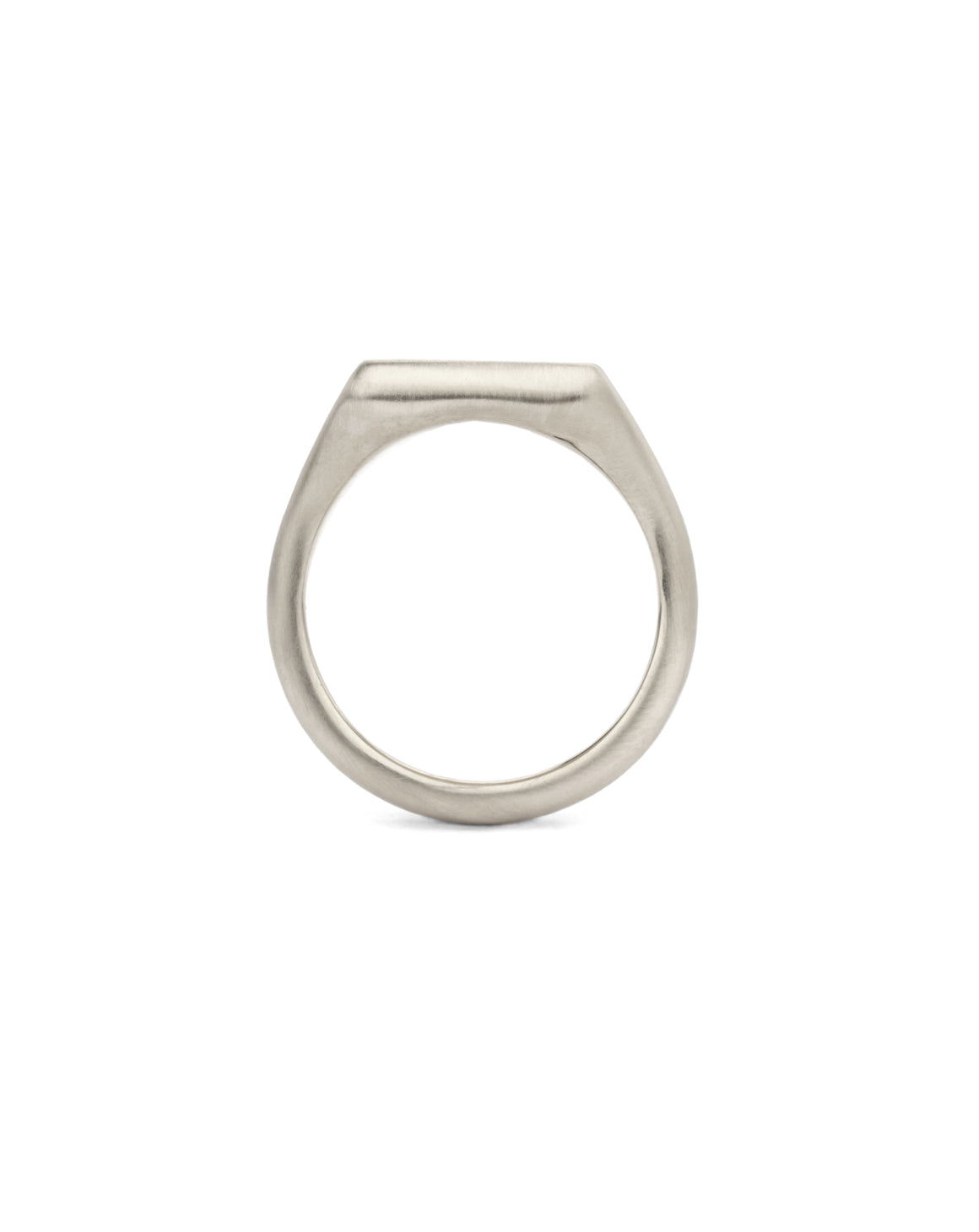 Silver Soft Square Signet Ring - Satin