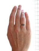 Grey Spinel and Teal Sapphire Duo Ring
