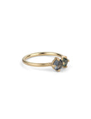 Grey Spinel and Teal Sapphire Duo Ring