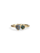 Grey Spinel and Teal Sapphire Duo Ring