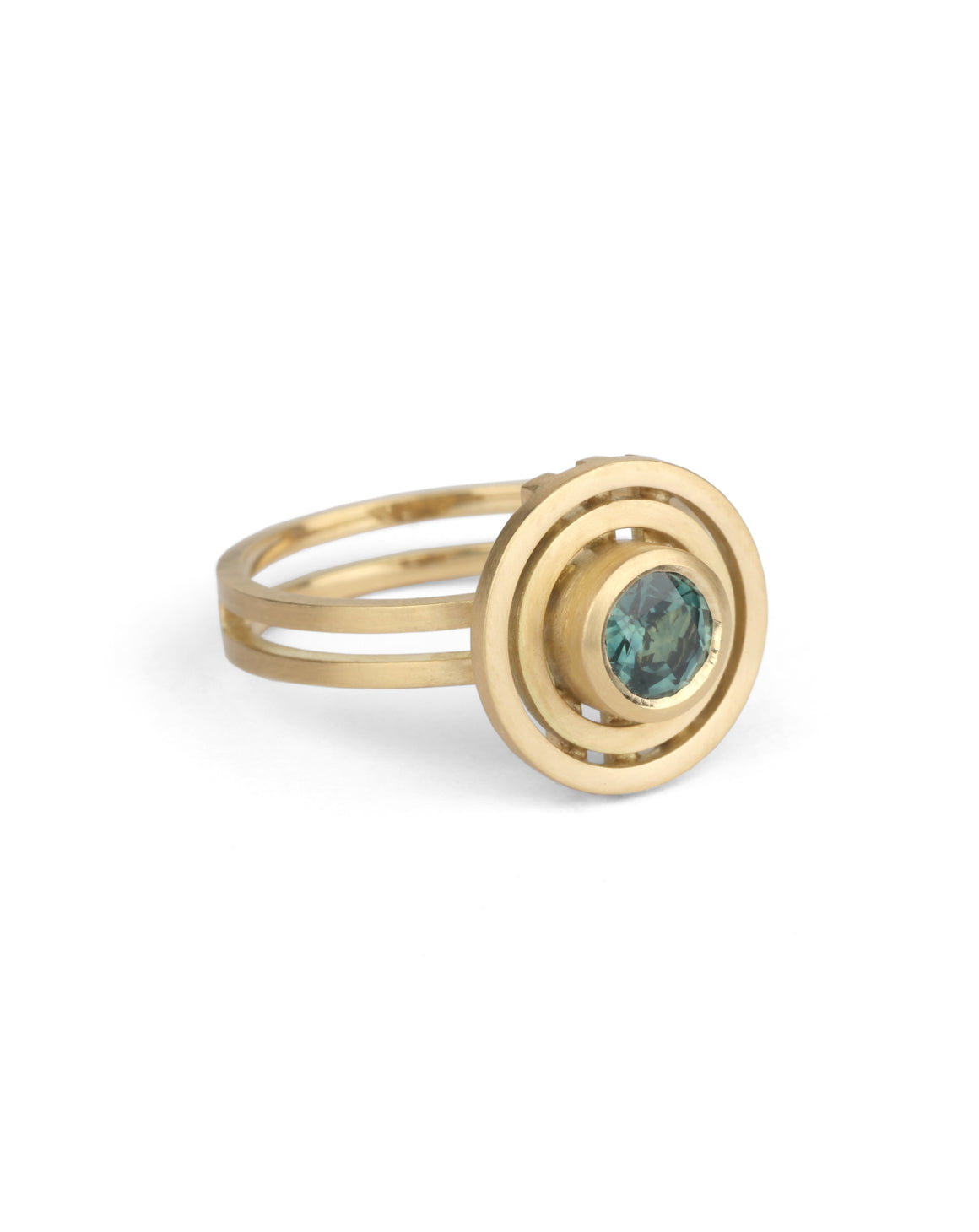 Teal Sapphire Medium Double Nova Ring