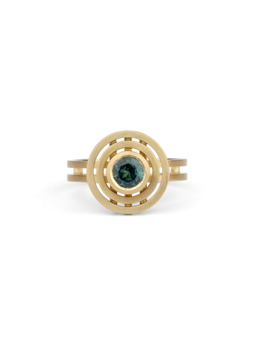 Teal Sapphire Medium Double Nova Ring