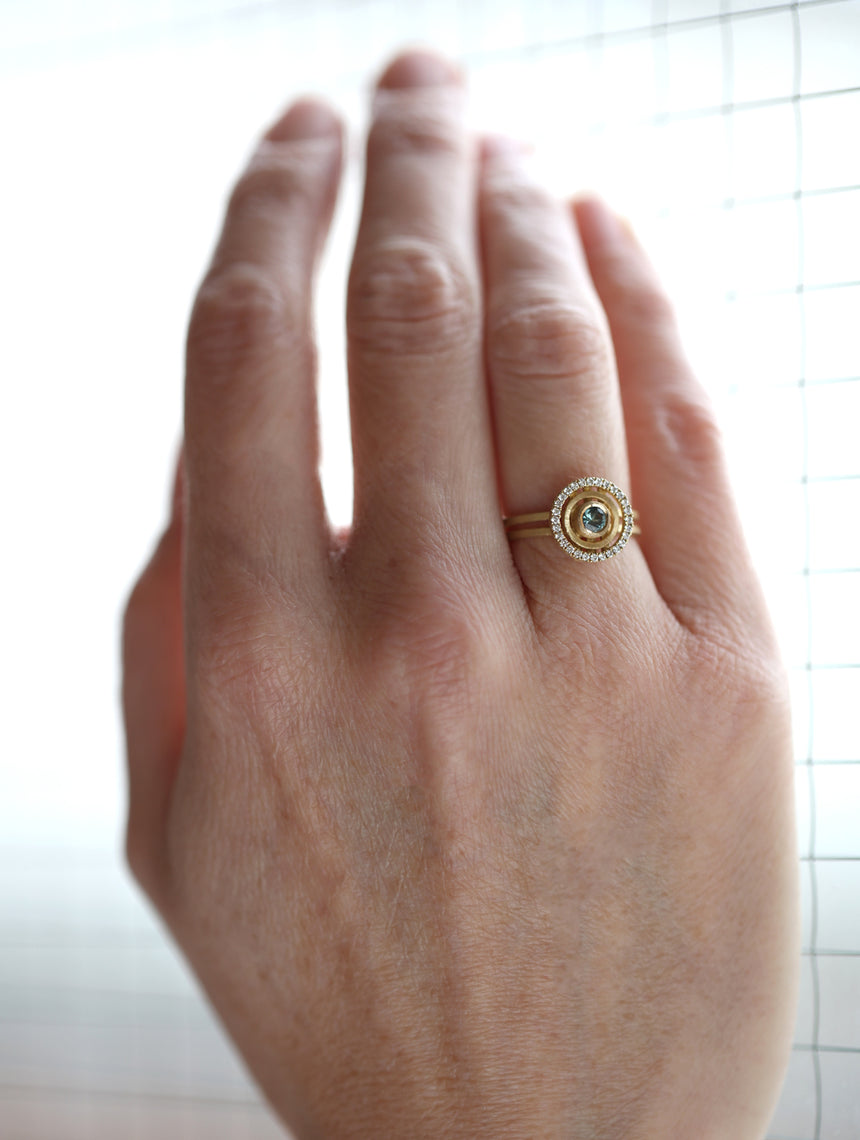 Teal Sapphire Mini Solar Ring