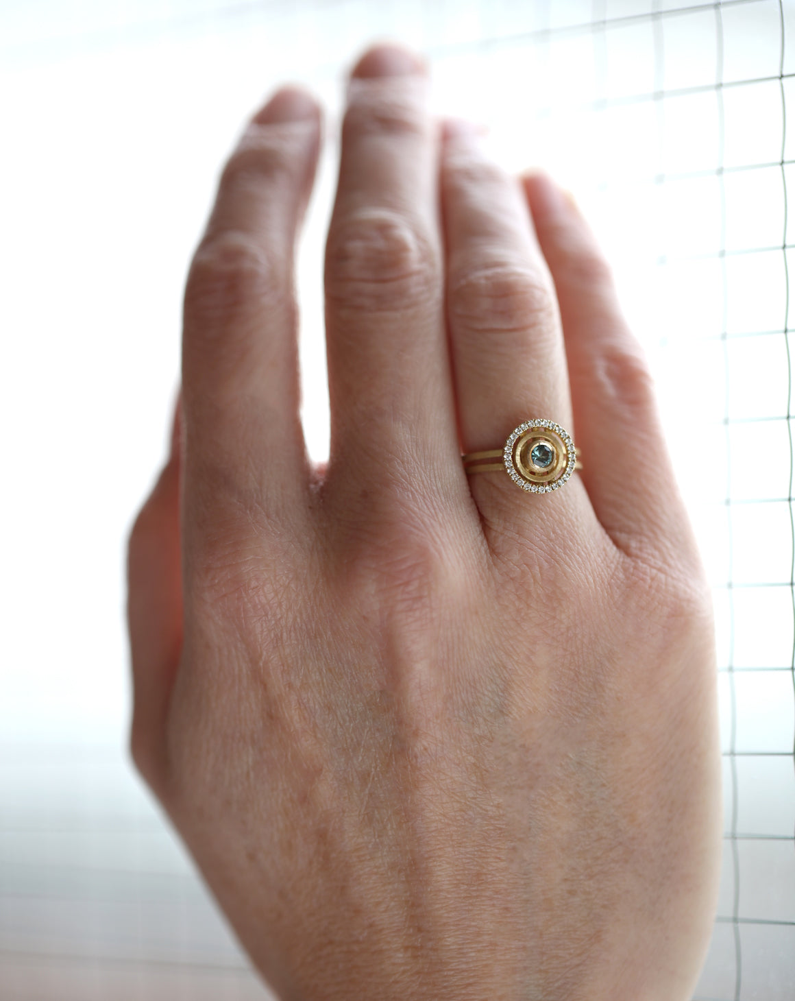 Teal Sapphire Mini Solar Ring