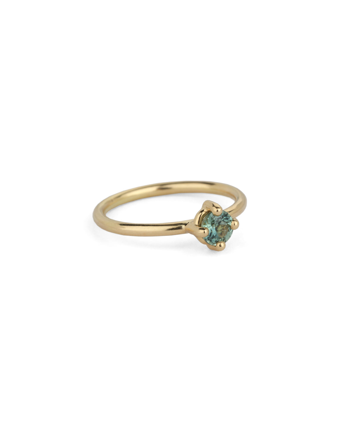 Australian Light Teal Sapphire Round Solo Engagement Ring