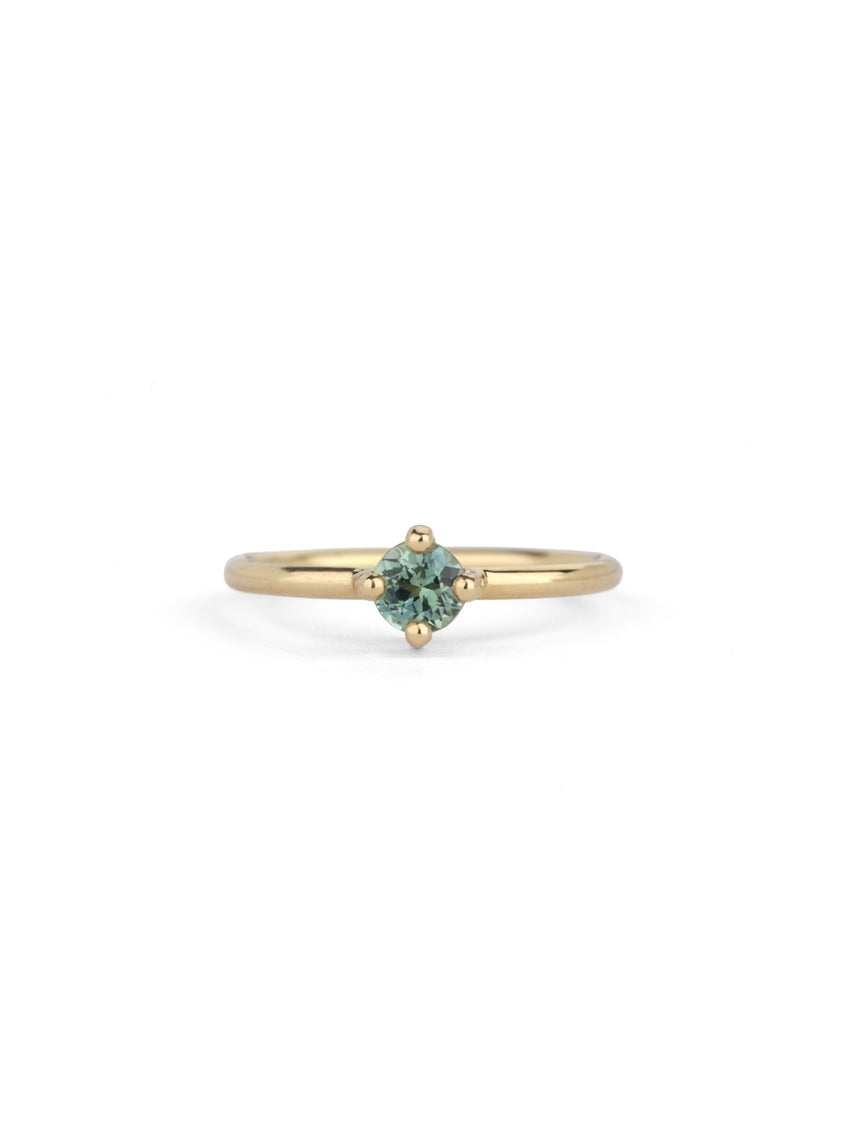 Australian Light Teal Sapphire Round Solo Engagement Ring