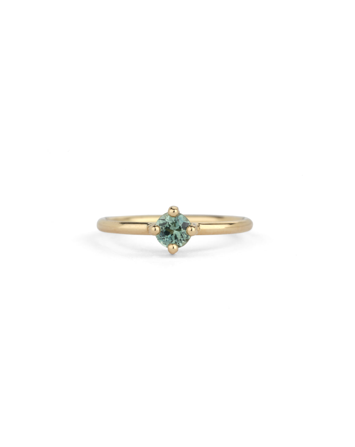 Australian Light Teal Sapphire Round Solo Engagement Ring