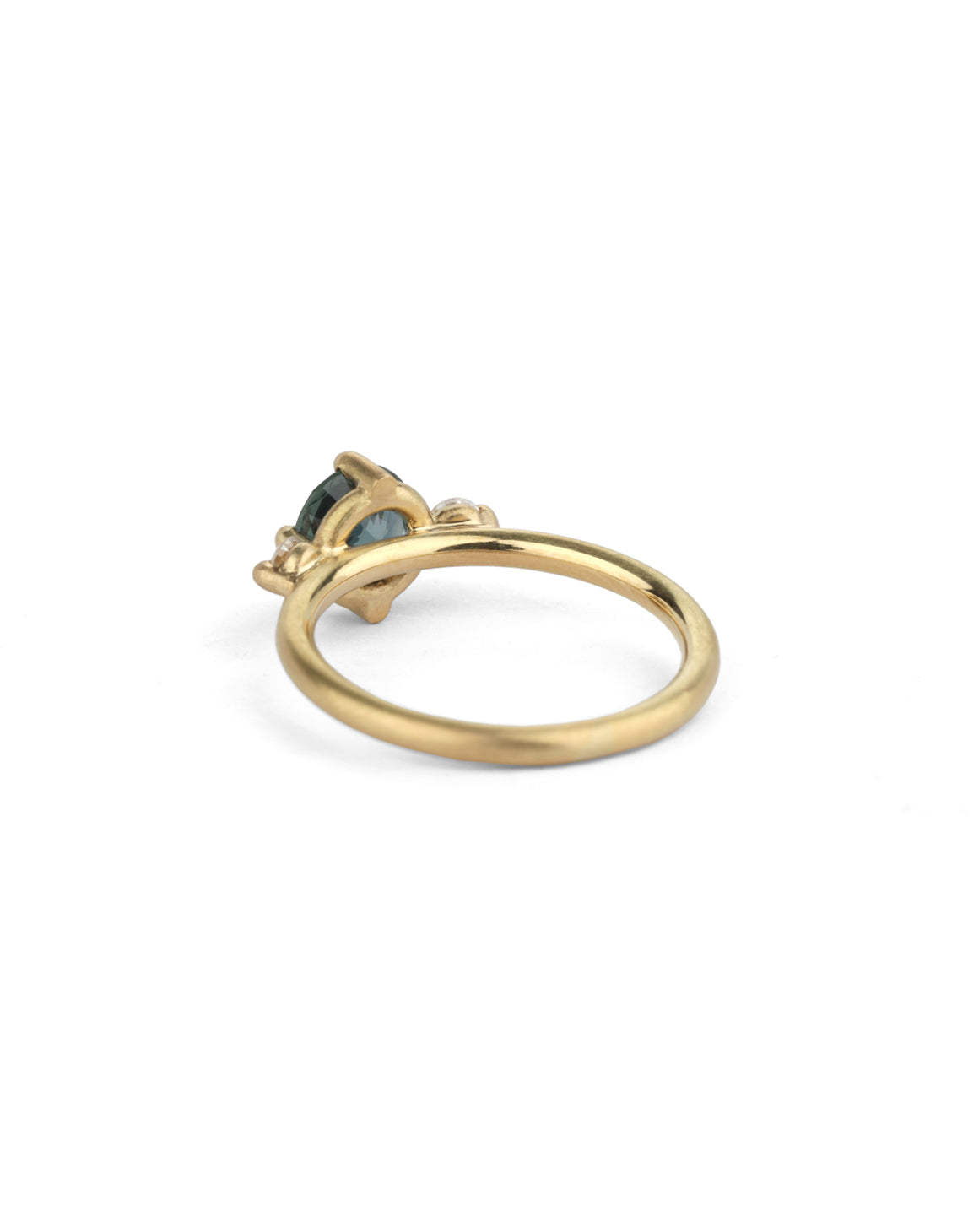 Montana Teal Sapphire and Natural Diamond Round Trio Ring