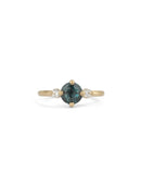 Montana Teal Sapphire and Natural Diamond Round Trio Ring