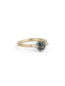 Montana Teal Sapphire and Natural Diamond Round Trio Ring