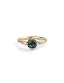 Montana Teal Sapphire and Natural Diamond Round Trio Ring