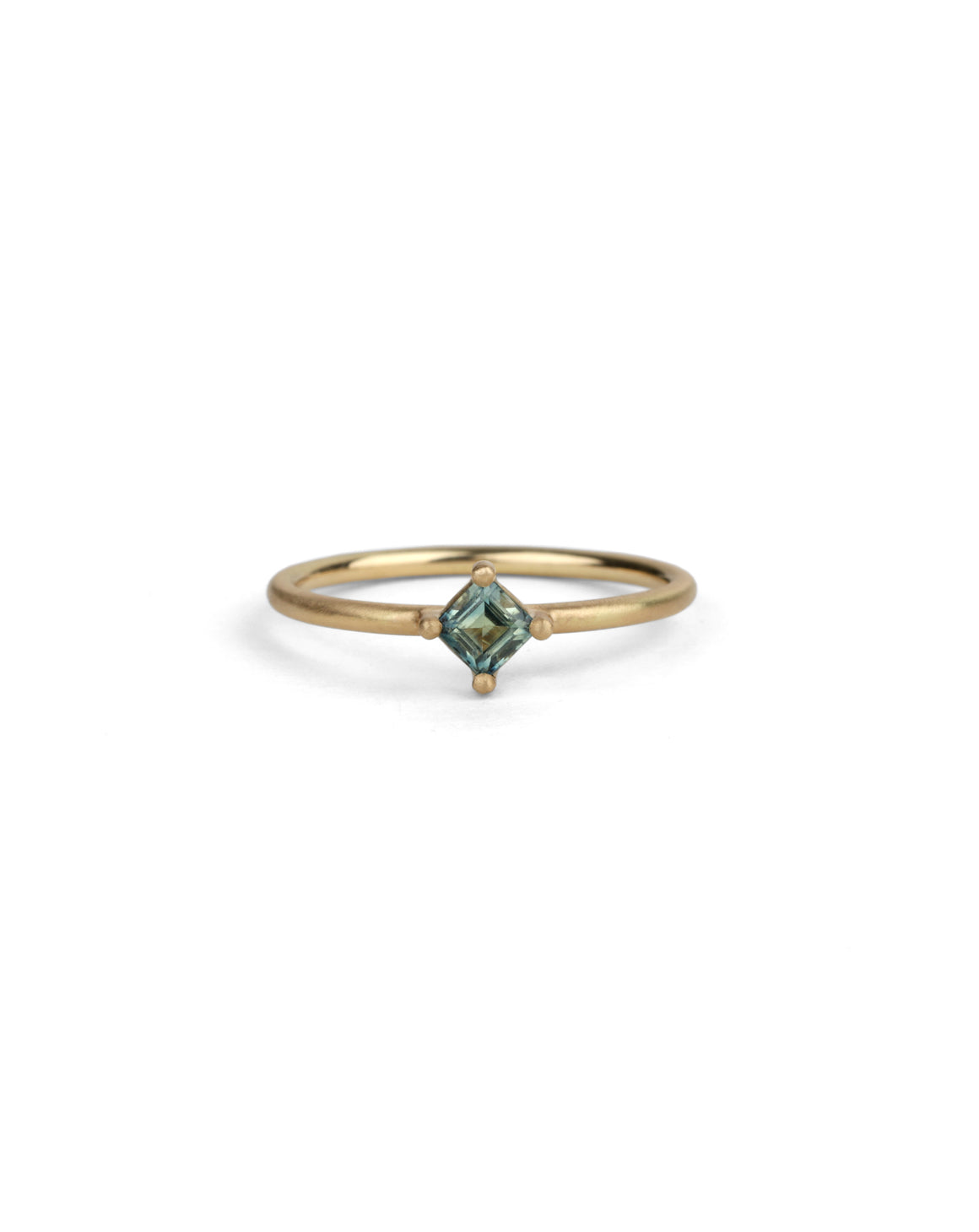 Bi-color Sapphire Square Solo Engagement Ring