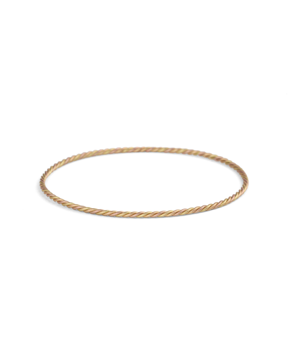 Rope style bangle with a mix of 18ct yellow, peach and rose gold. 
