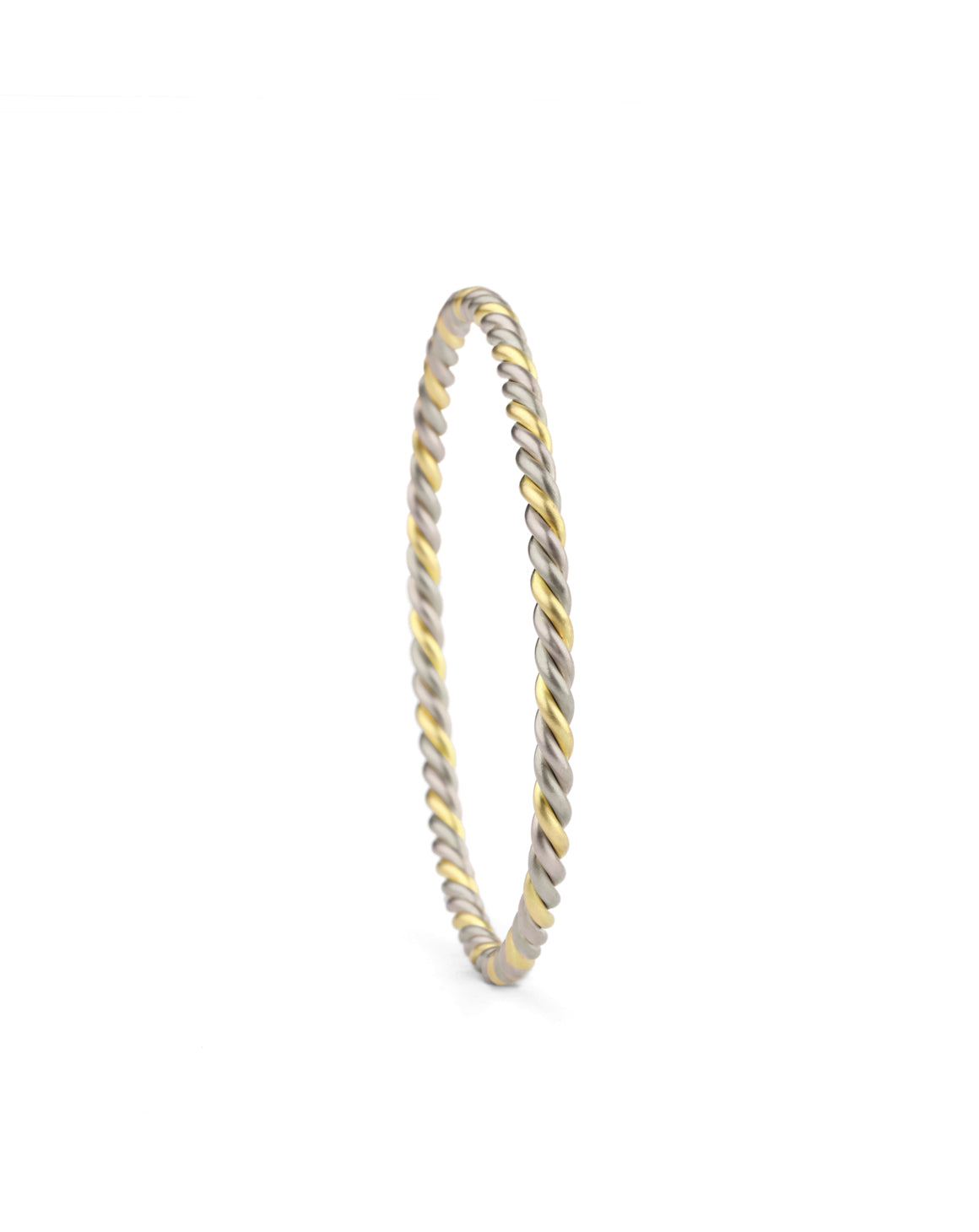Three Strand Rope Bangle - mixed metal - standard