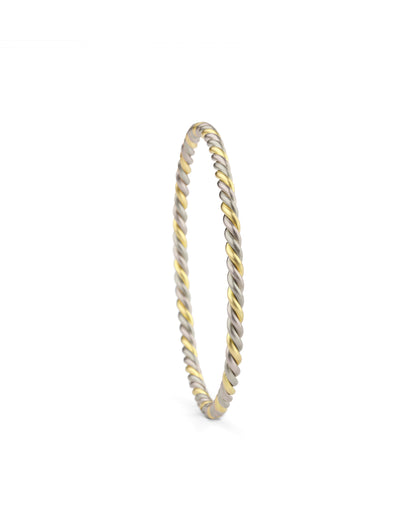 Three Strand Rope Bangle - mixed metal - standard