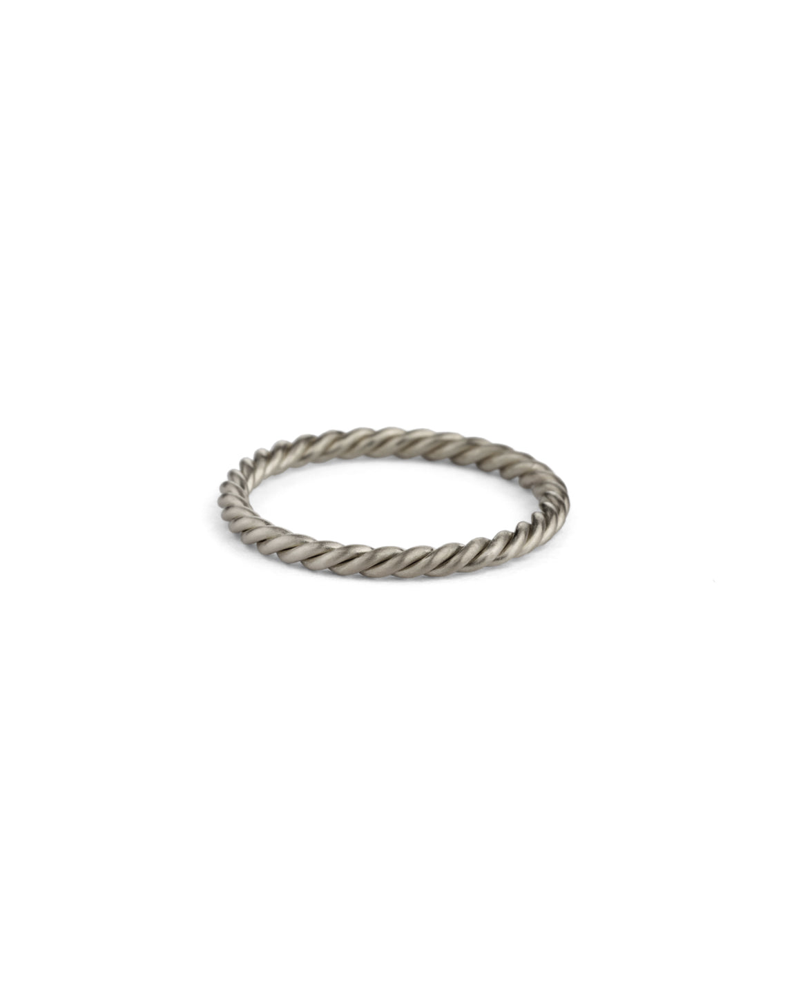 Rope style ring in 18ct white gold, satin finish.