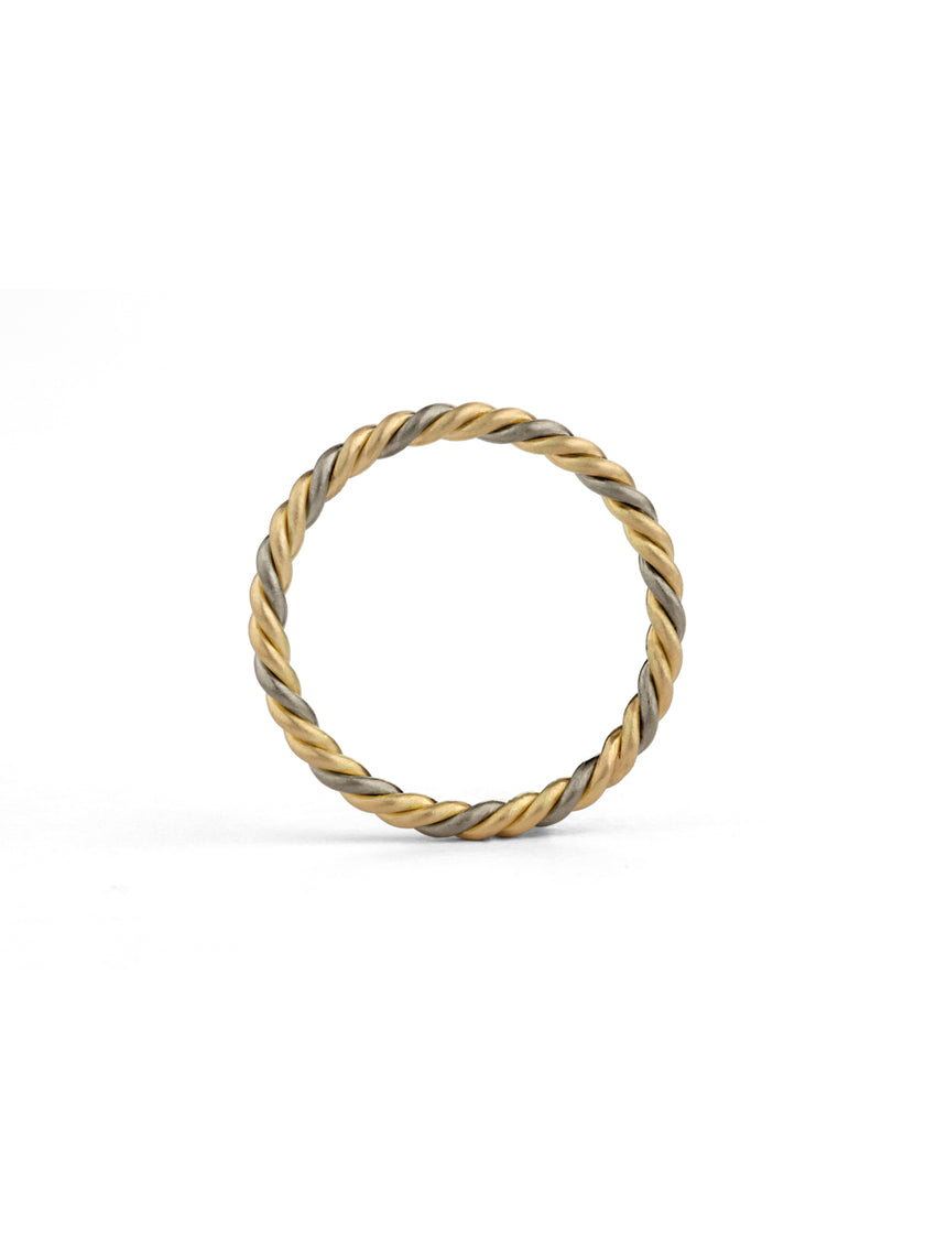 Three Strand Rope Ring - mixed metal - fine
