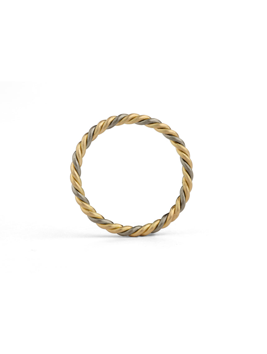 Three Strand Rope Ring - Multi Gold - Fine