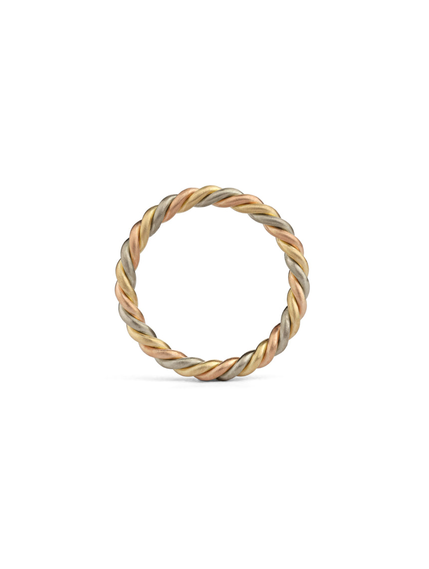 Three Strand Rope Ring - Multi Gold - Medium