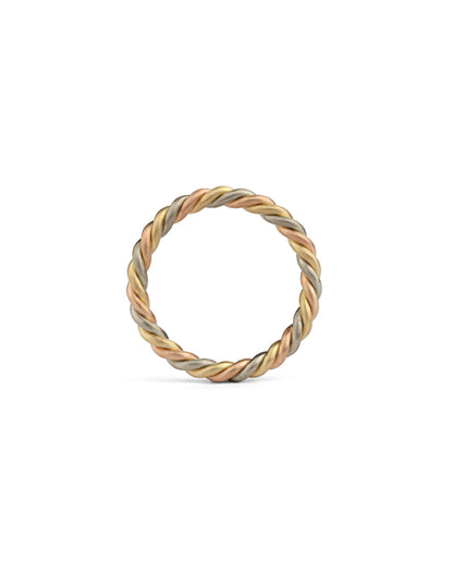 Three Strand Rope Ring - mixed metal - medium